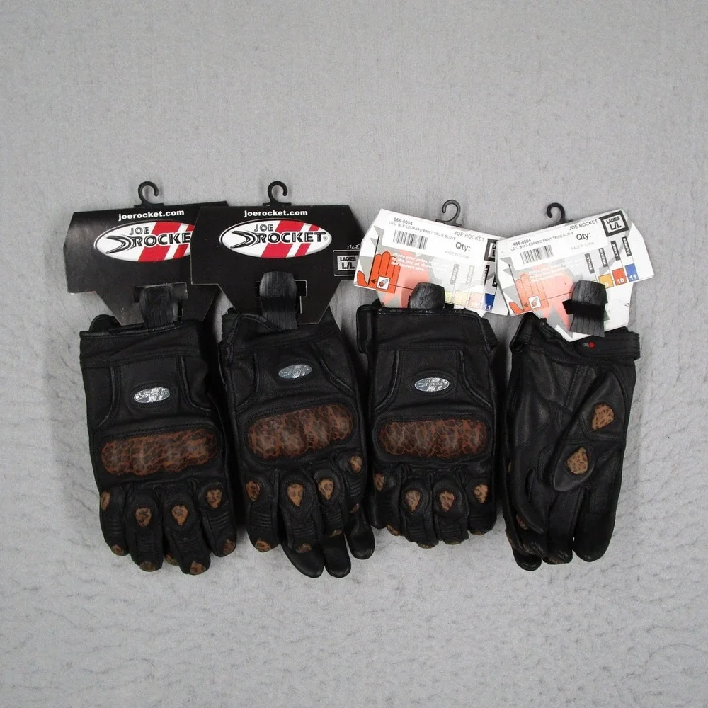 Joe Rocket Trixie Women Leather Motorcycle Gloves Black Leopard Bundle READ**
